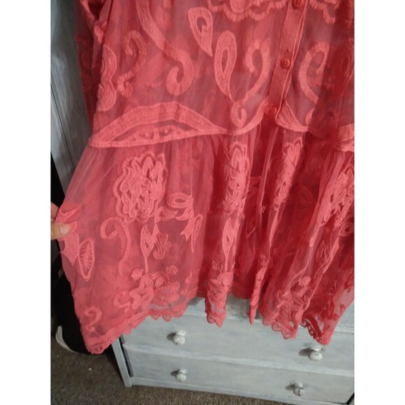 Lane Bryant Flared Embroidered Sheer Floral Top 26/28 Boho Feminine Cottagecore - Picture 6 of 10